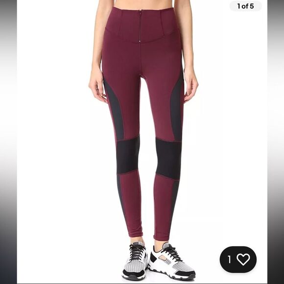 Free People Movement Cool Rider Maroon Front Zip Yoga Athletic Leggings SZ s - Picture 1 of 5
